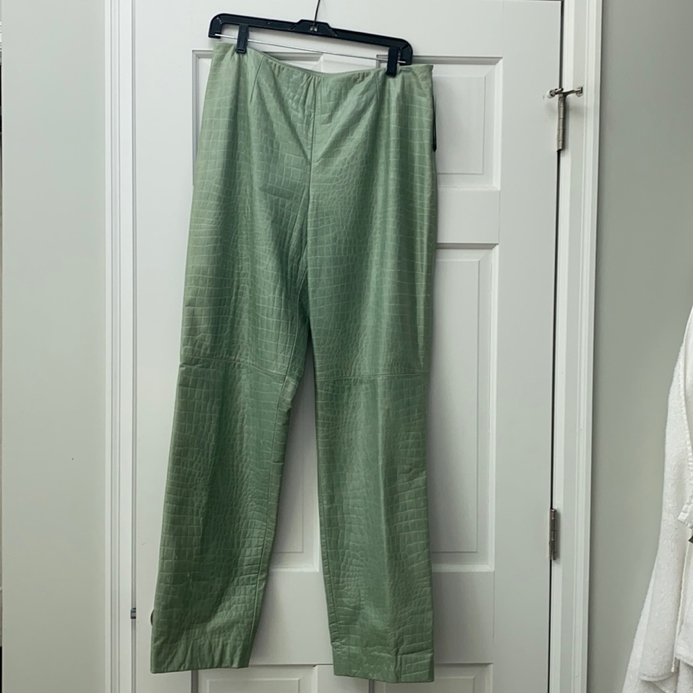 DANA BUCHMAN GREEN ALLIGATOR PANTS